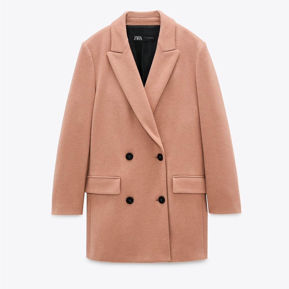 💫HP‼️💫 NWT ZARA Double-Breasted Coat in Pink, Size Medium - Picture 5 of 8